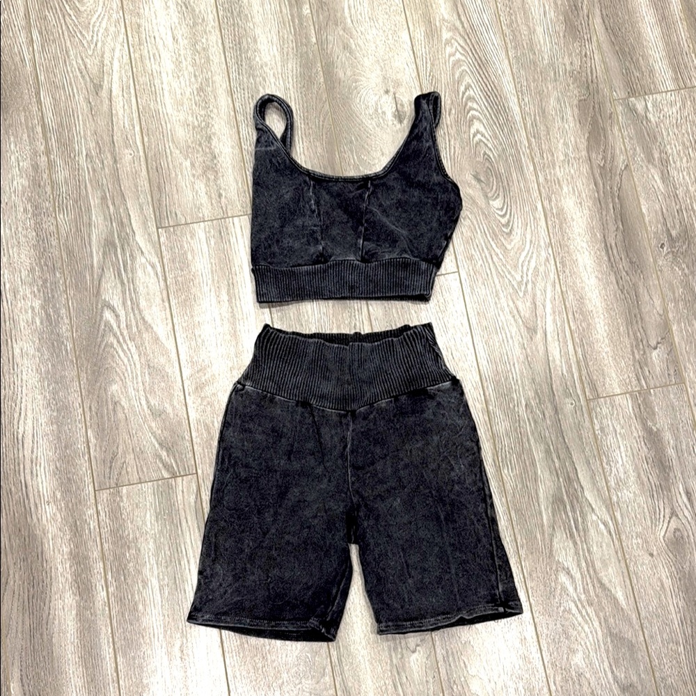Fashion Nova Black Bike Shorts Set